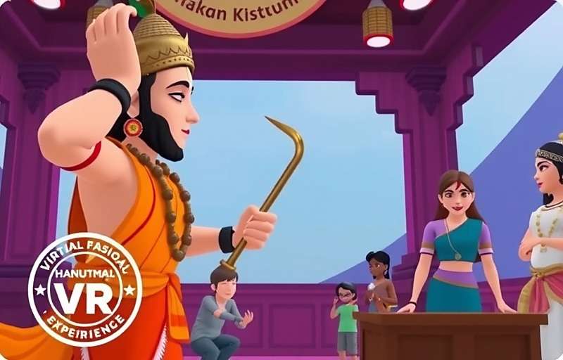 Hanuman Ji Devotional VR - Mythological Stories Hanuman Ji Devotional VR interactive story scene with Hanuman Ji Devotional VR watermark