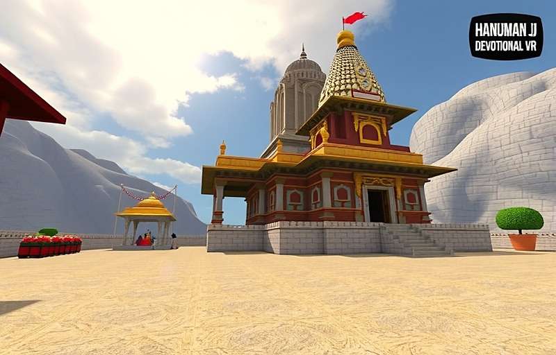 Hanuman Ji Devotional VR - Temple Experience Hanuman Ji Devotional VR gameplay showing a temple scene with Hanuman Ji Devotional VR watermark